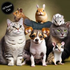 Awesome picture of common pets, including cats, dogs, ferrets, and more.
